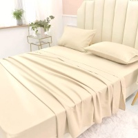 Простыня на резинке 180*200 ДомВелл (Поплин) Шампань