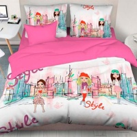 Простыня 150х215 ДомВелл (Поплин) 7297/1 Городские девчонки