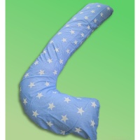 Наволочка "L" 8129/31 Звезды крупные голубые (Бязь) ДомВелл 145*65  на молнии с завязками 