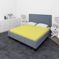 Простыня на резинке 180*200 ДомВелл (Поплин) Лимонный