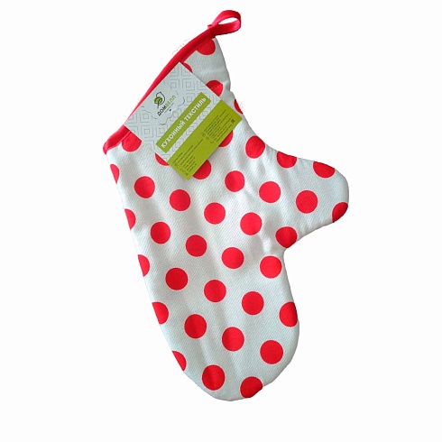 Варежка кухонная ДомВелл рогожка 568/1 Красный горох