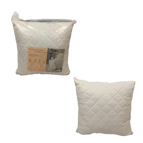 Подушка 70х70 Лебяжий пух (чехол п/э 70, стеганный, кант, пакет) ДомВелл 