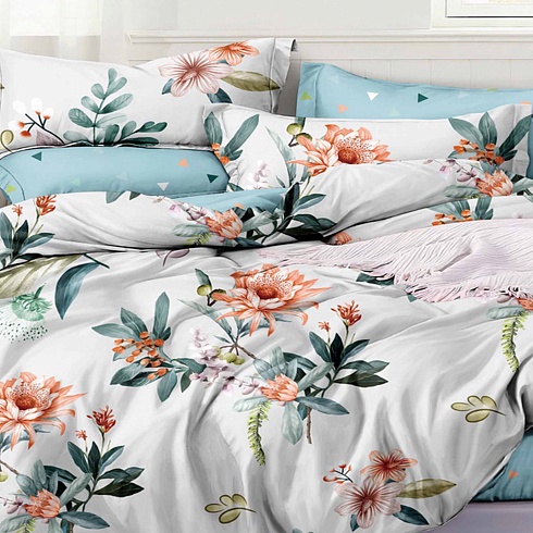 Пододеяльник 1,5 сп. (215*143см) ДомВелл (Поплин) 1387 В Цветочная Фантазия