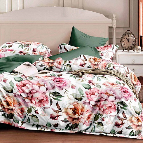 Простыня 150х215 ДомВелл (Поплин) 6909 А Пионы