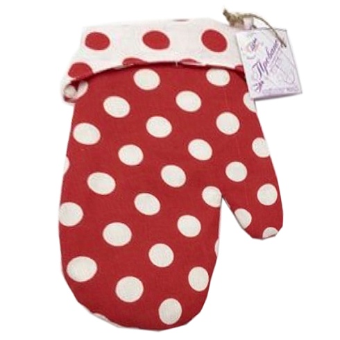 Варежка с манжетом ДомВелл рогожка Горох красный