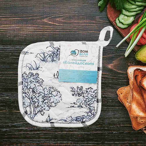 Прихватка кухонная стеганая Калейдоскоп ДомВелл рогожка Пастораль 3118/1
